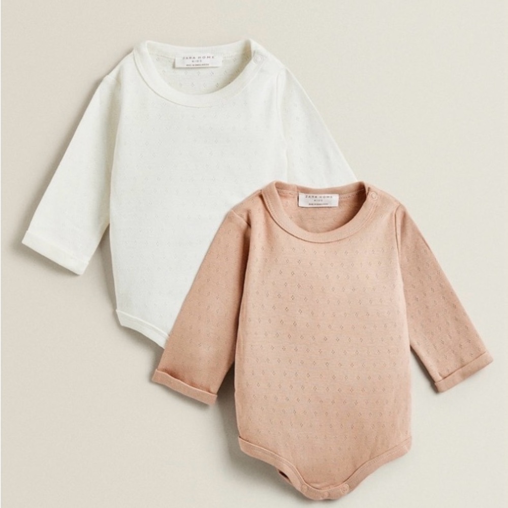 Zara Baby Long-Sleeve cotton open knot bodysuits 9-12m